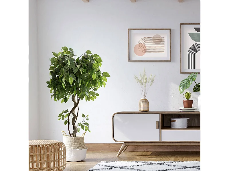 Planta artificial de Ficus Rebecca Mobili Akdem 120x40x40 PEVA Polietileno Verde Marrom