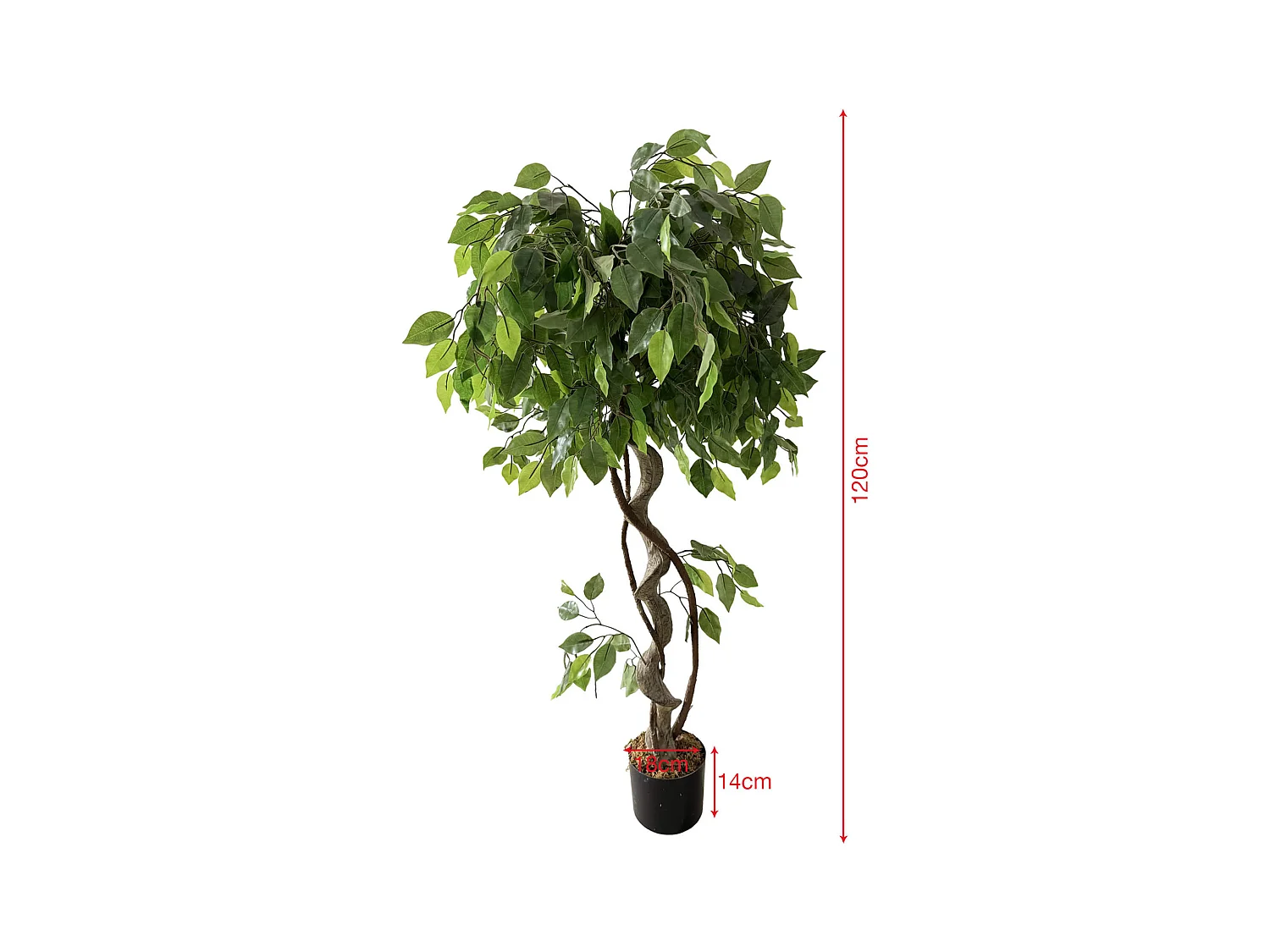 Planta artificial de Ficus Rebecca Mobili Akdem 120x40x40 PEVA Polietileno Verde Marrom