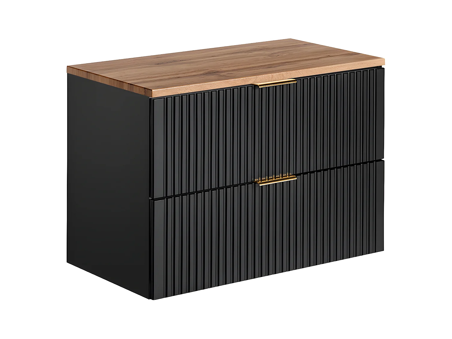 Meuble sous-vasque 80cm plan de toilette Adriel Noir et Bois