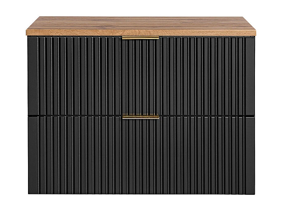 Meuble sous-vasque 80cm plan de toilette Adriel Noir et Bois