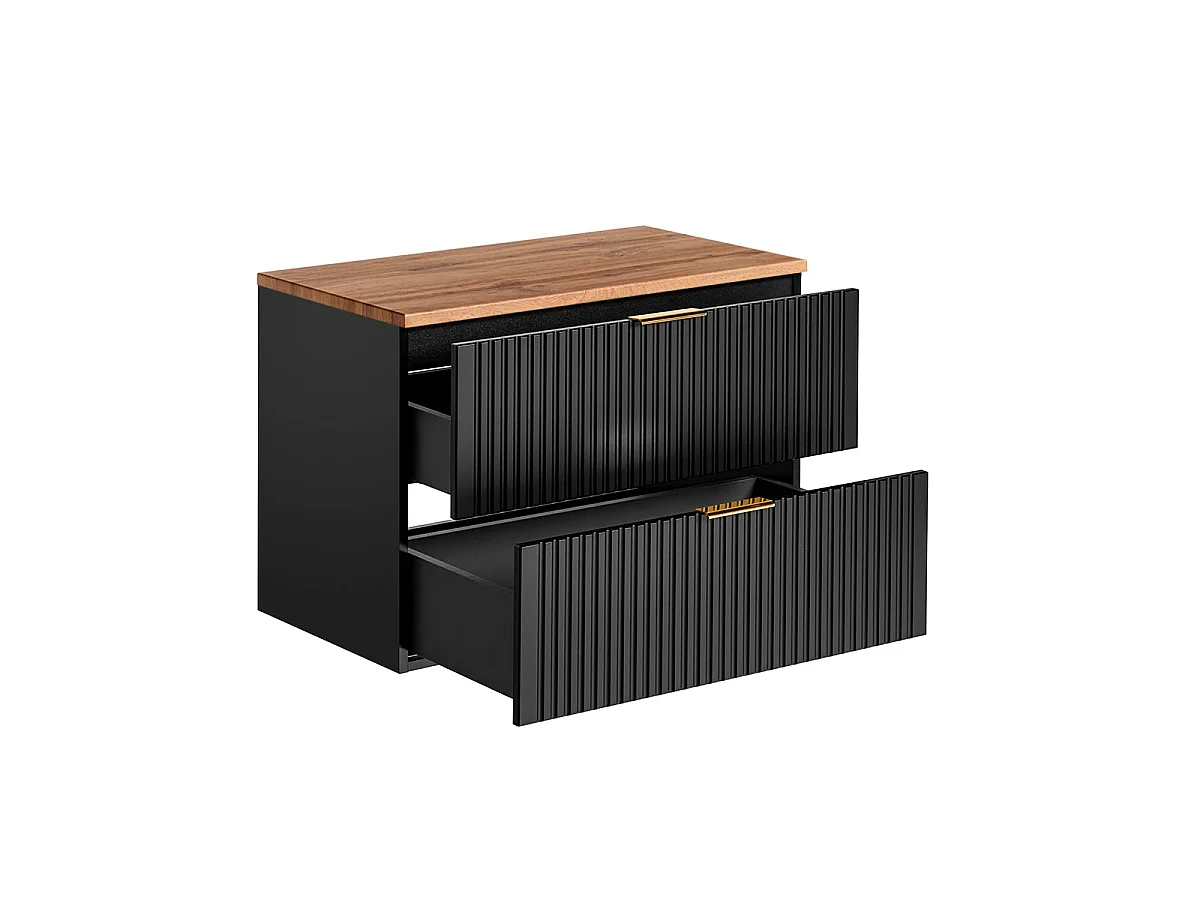 Meuble sous-vasque 80cm plan de toilette Adriel Noir en Bois