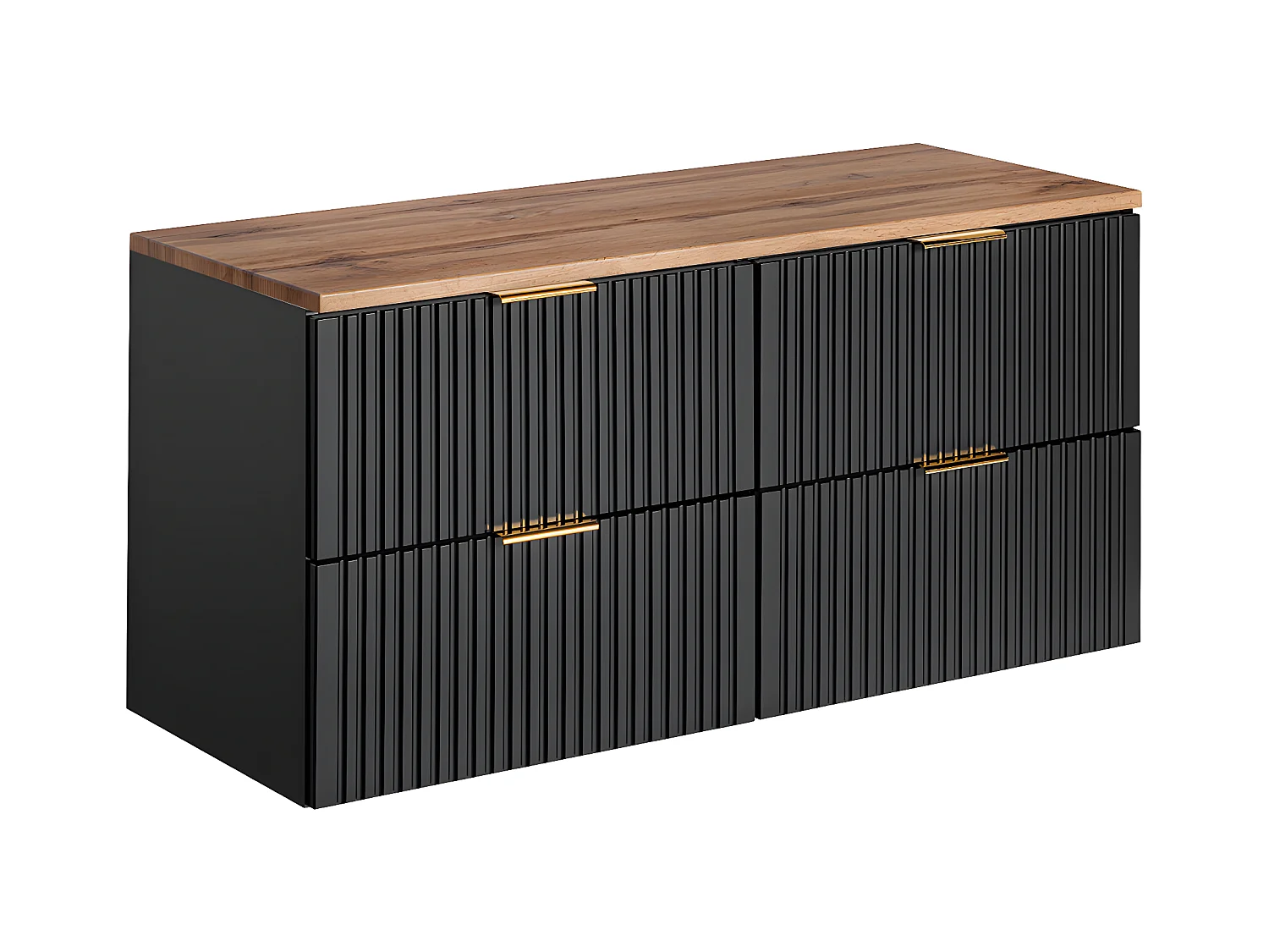 Meuble sous-vasque 120cm plan de toilette Adriel Noir et Bois