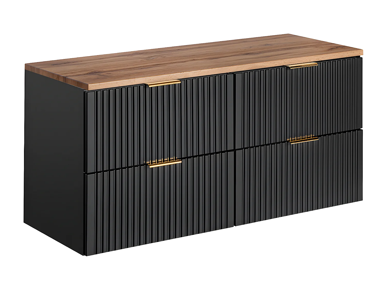 Meuble sous-vasque 120cm plan de toilette Adriel Noir et Bois