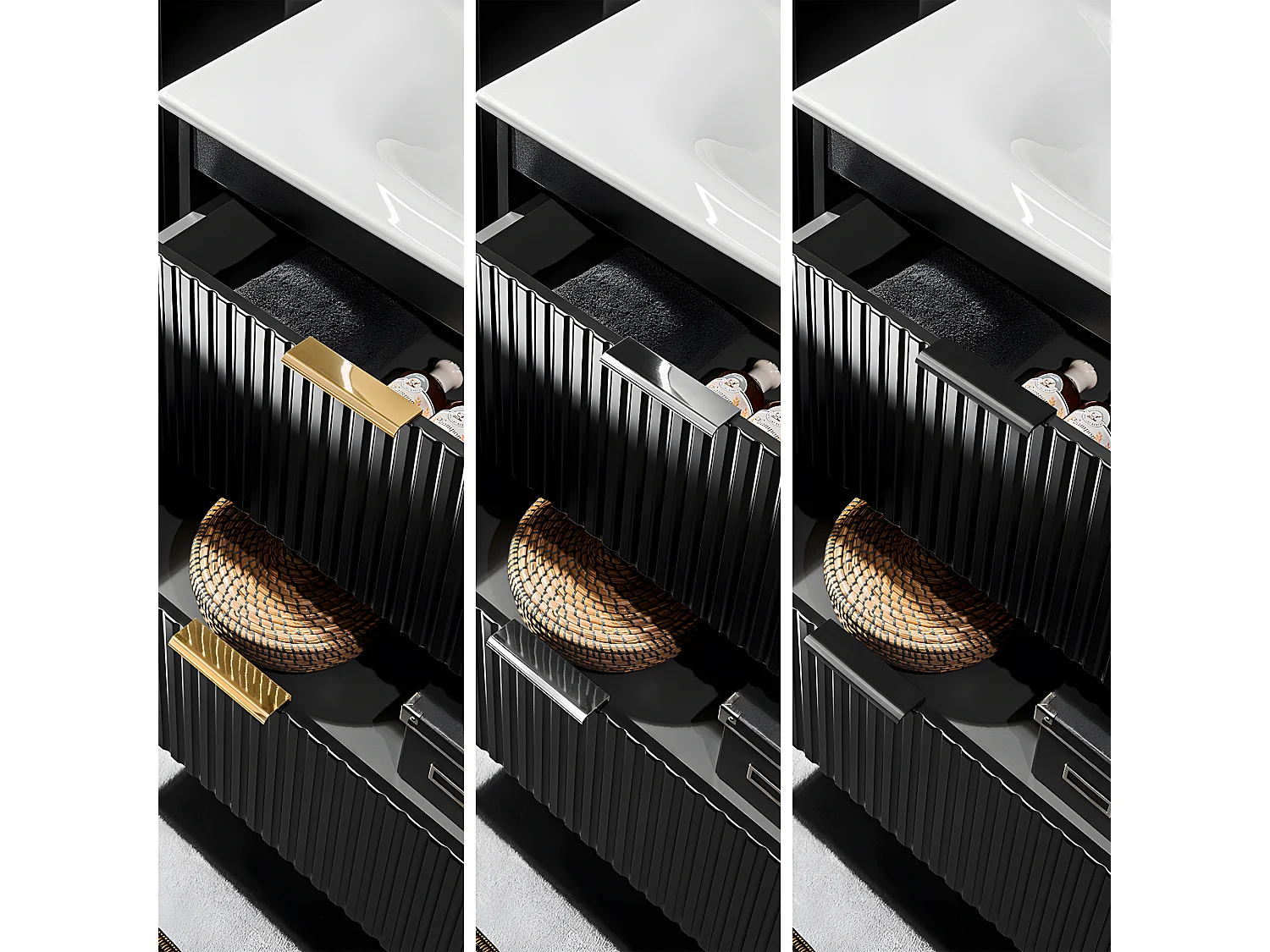 Meuble sous-vasque 120cm plan de toilette Adriel Noir et Bois