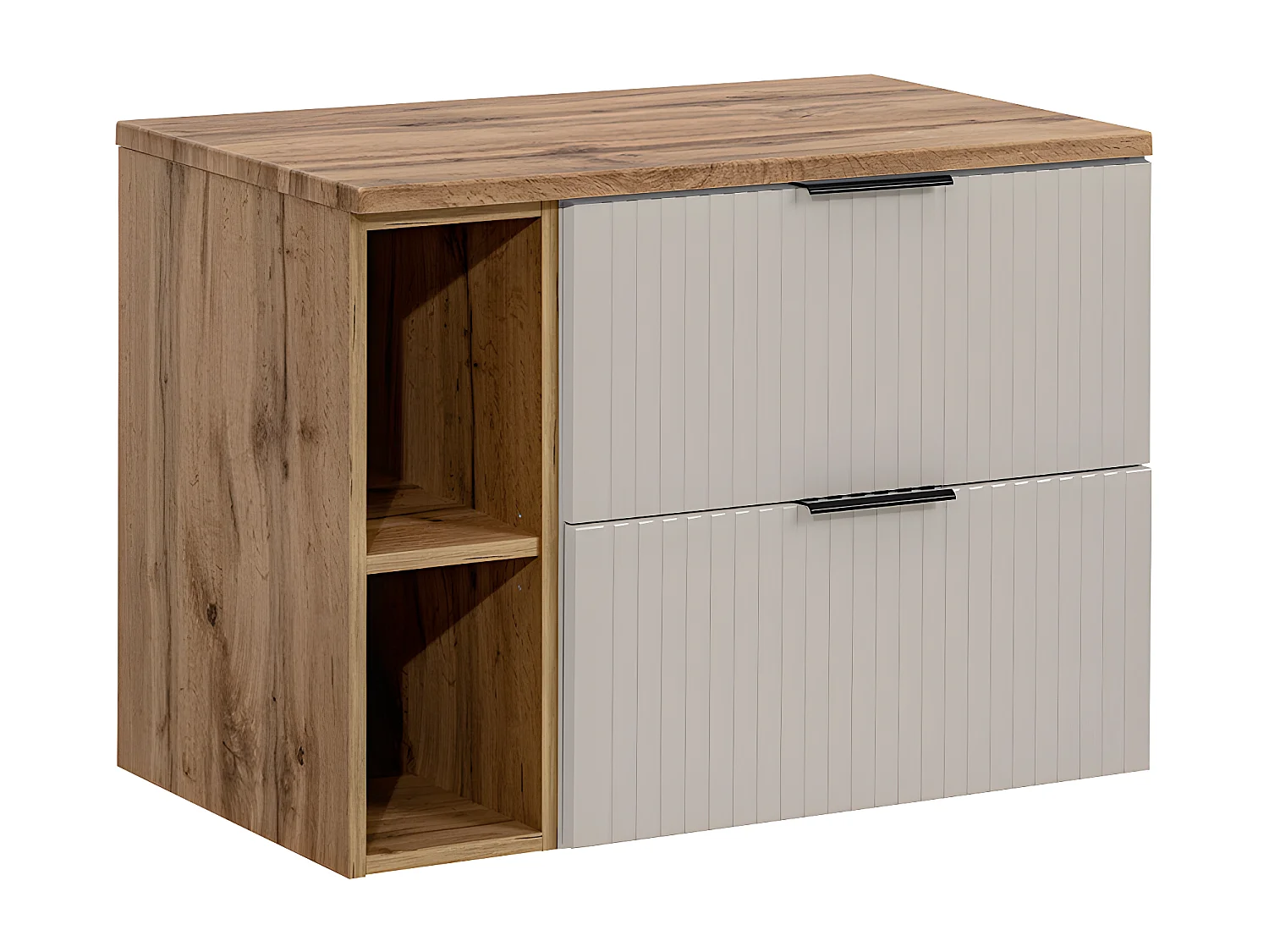 Meuble sous-vasque 80cm 2 niches Adriel Cachemire et Bois