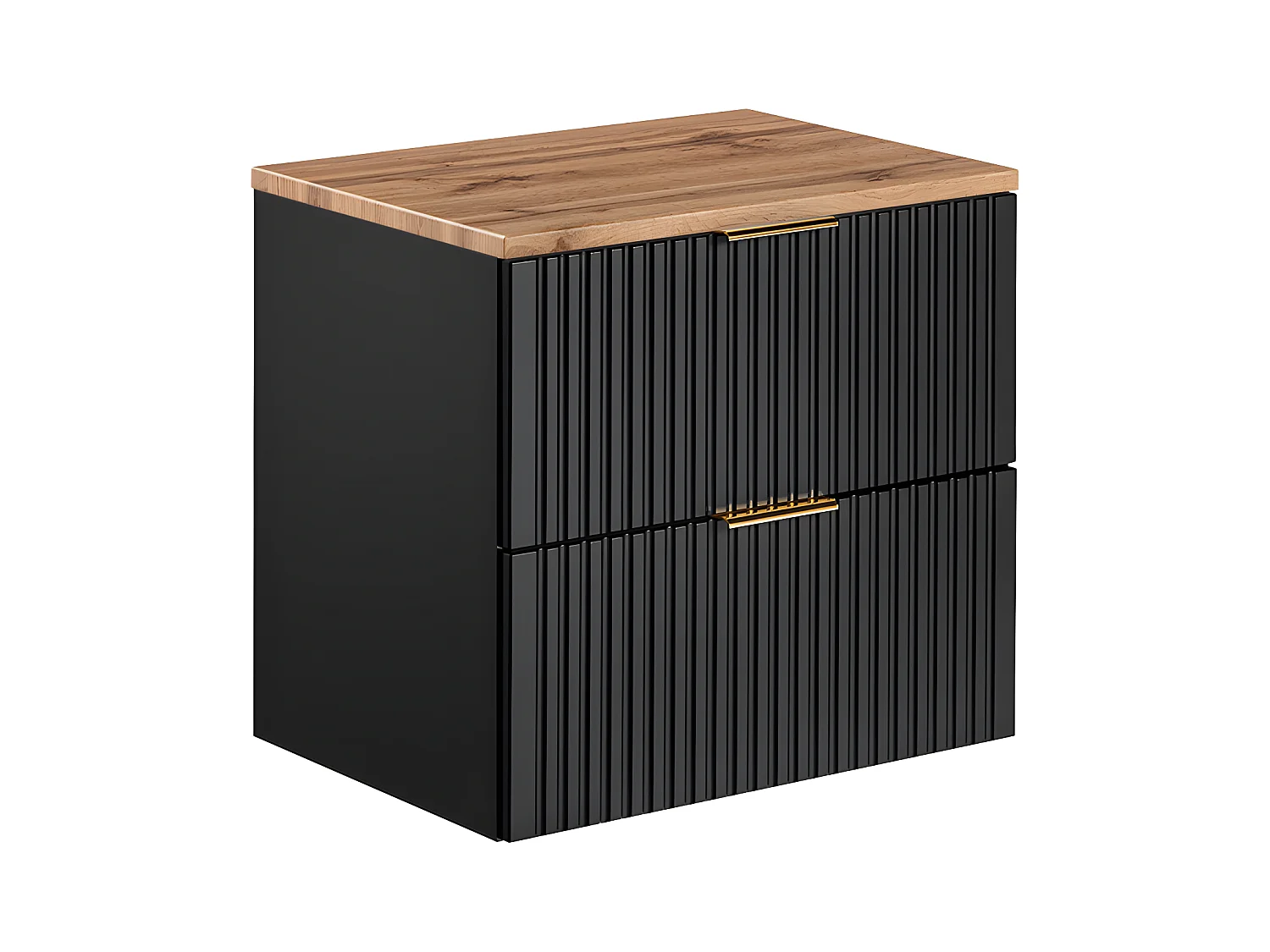 Meuble sous-vasque 60cm plan de toilette Adriel Noir et Bois
