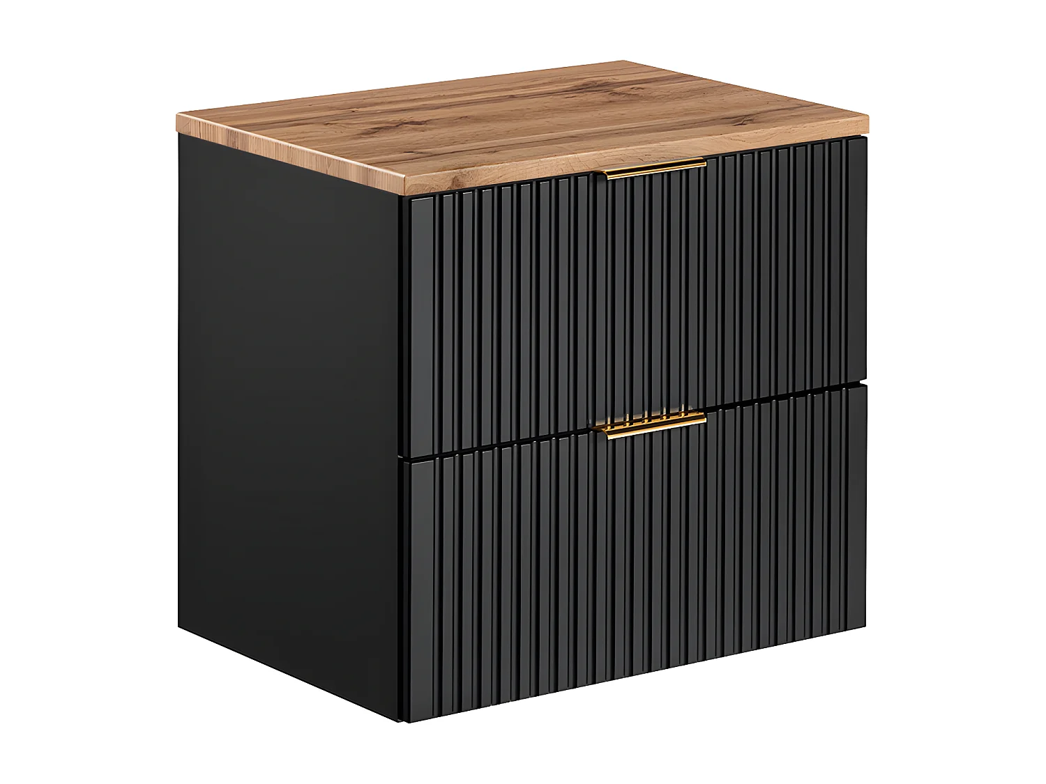 Meuble sous-vasque 60cm plan de toilette Adriel Noir et Bois