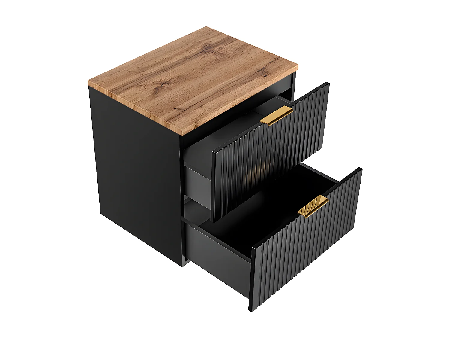 Meuble sous-vasque 60cm plan de toilette Adriel Noir et Bois