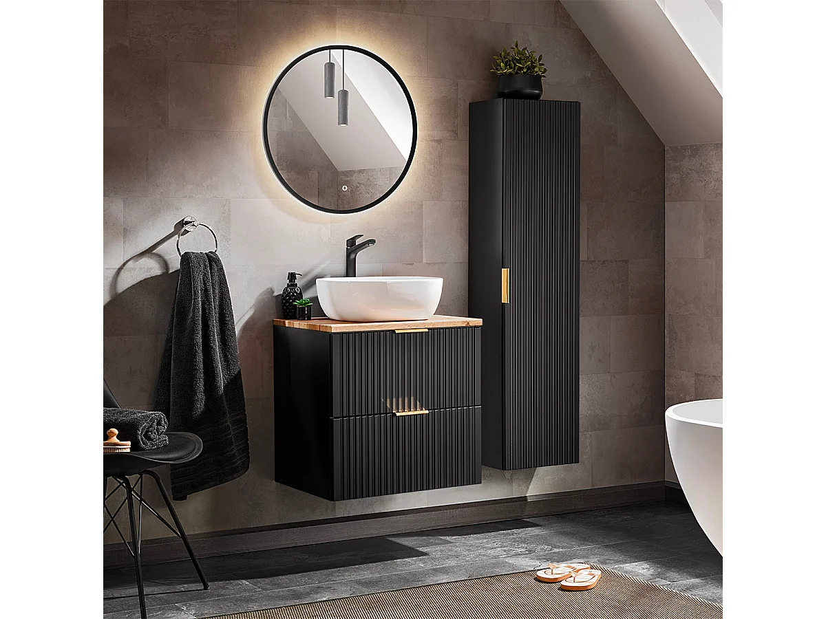 Vanity unit 60cm vanity top Adriel Black and Wood