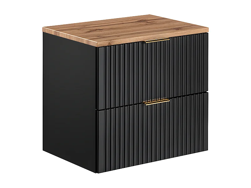 Meuble sous-vasque 60cm plan de toilette Adriel Noir et Bois