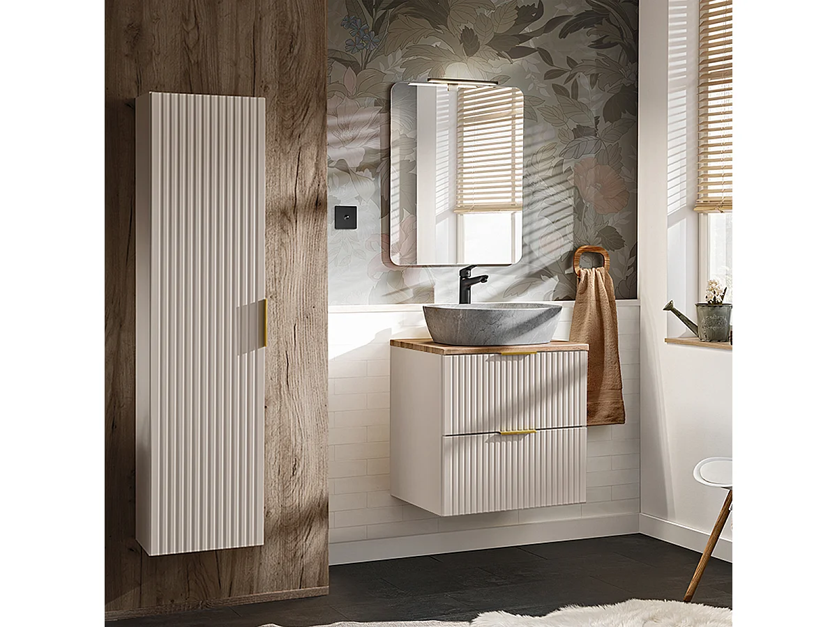 Vaskeskab 60 cm vaskeskabsplade Adriel Cashmere og træ