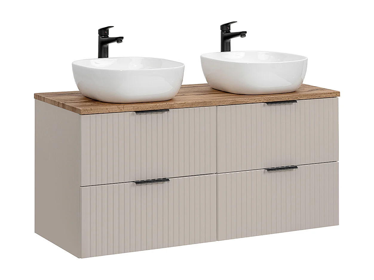 Meuble double vasque 120cm Adriel Cachemire et Bois
