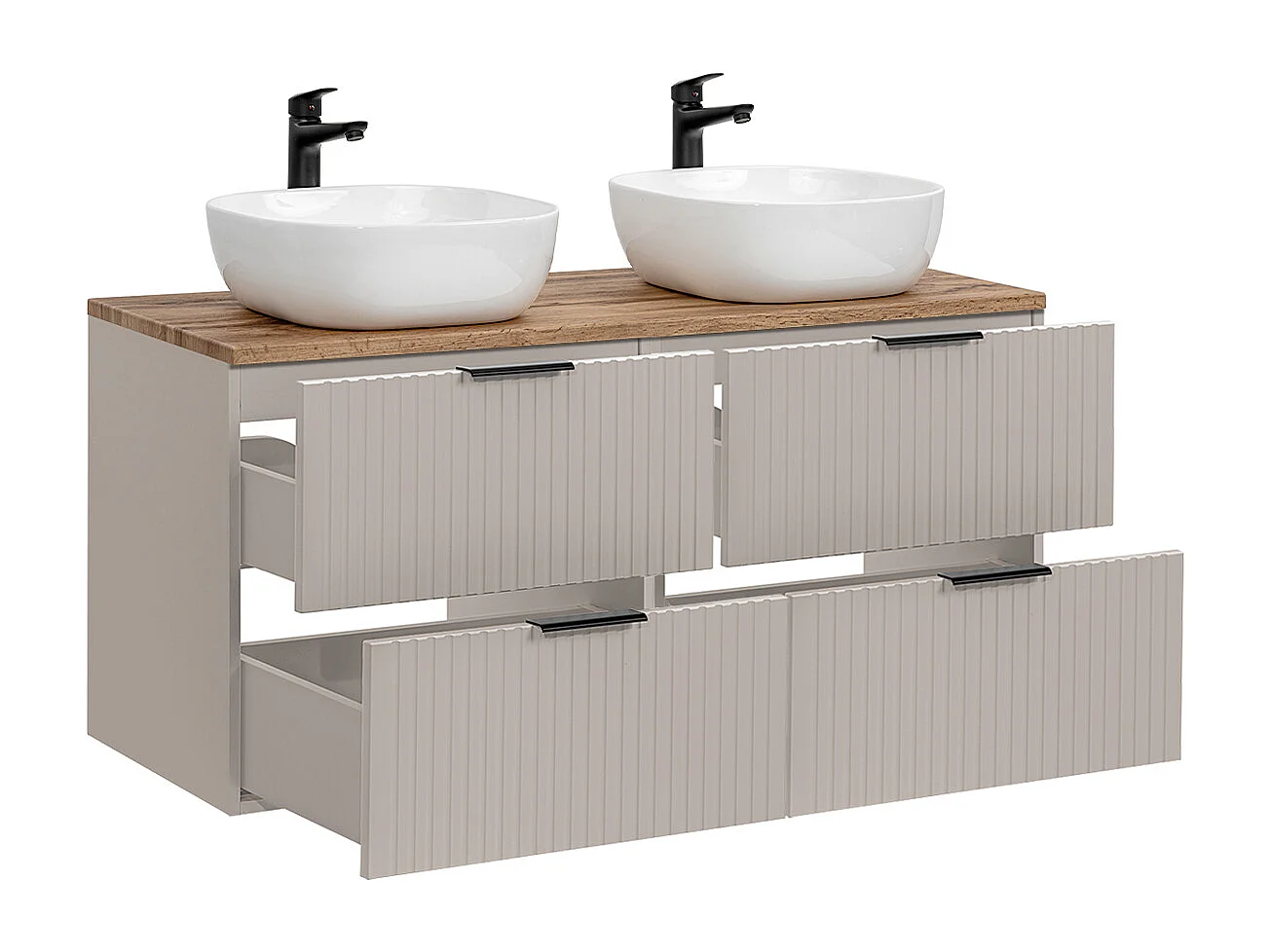 Meuble double vasque 120cm Adriel Cachemire et Bois