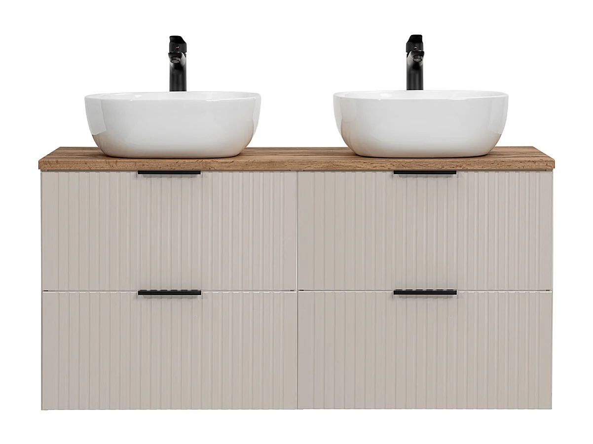Meuble double vasque 120cm Adriel Cachemire et Bois