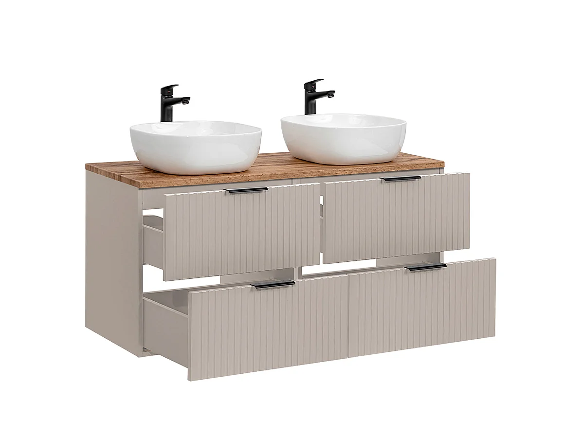 Meuble double vasque 120cm Adriel Cachemire et Bois