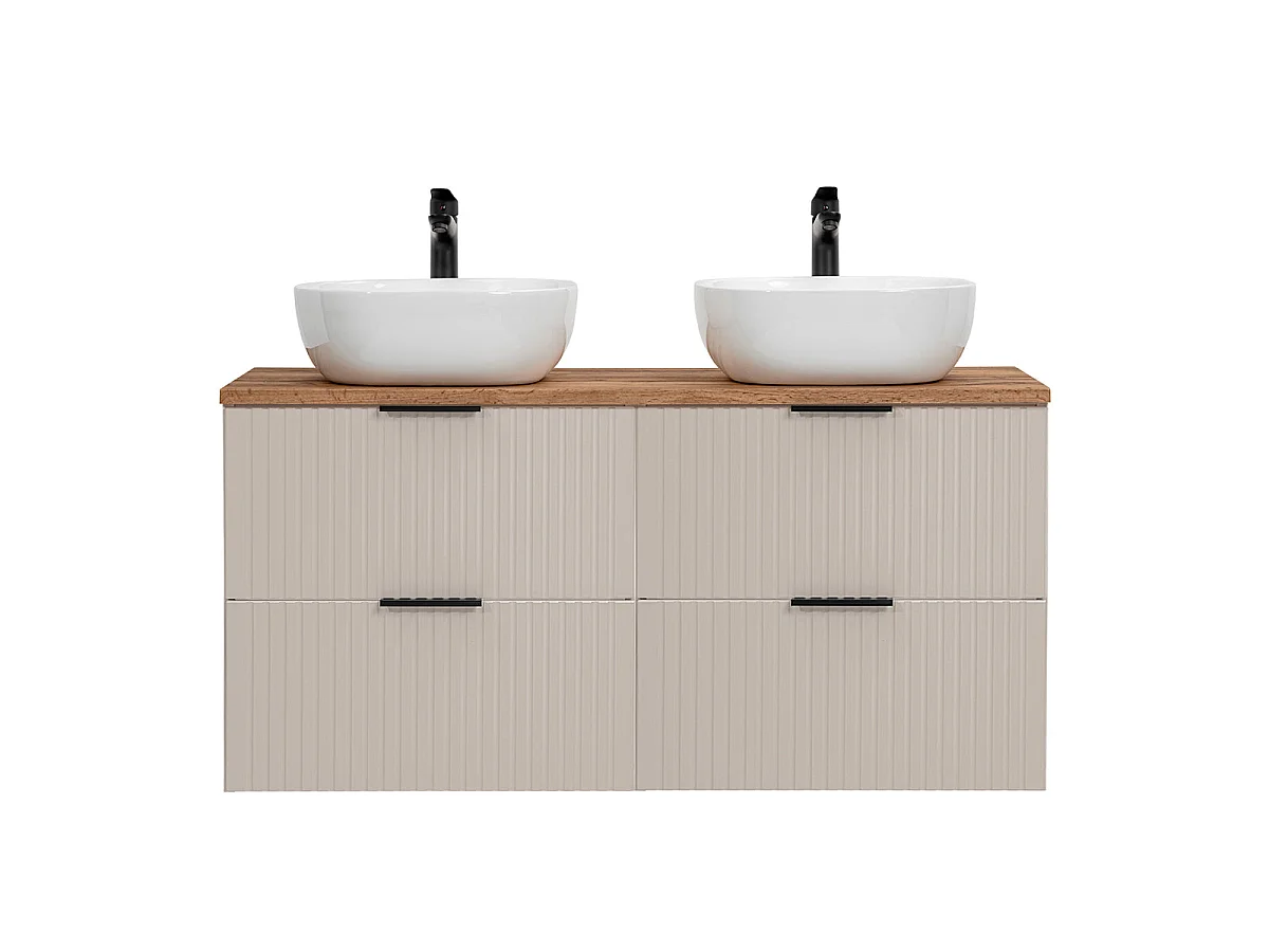 Meuble double vasque 120cm Adriel Cachemire et Bois