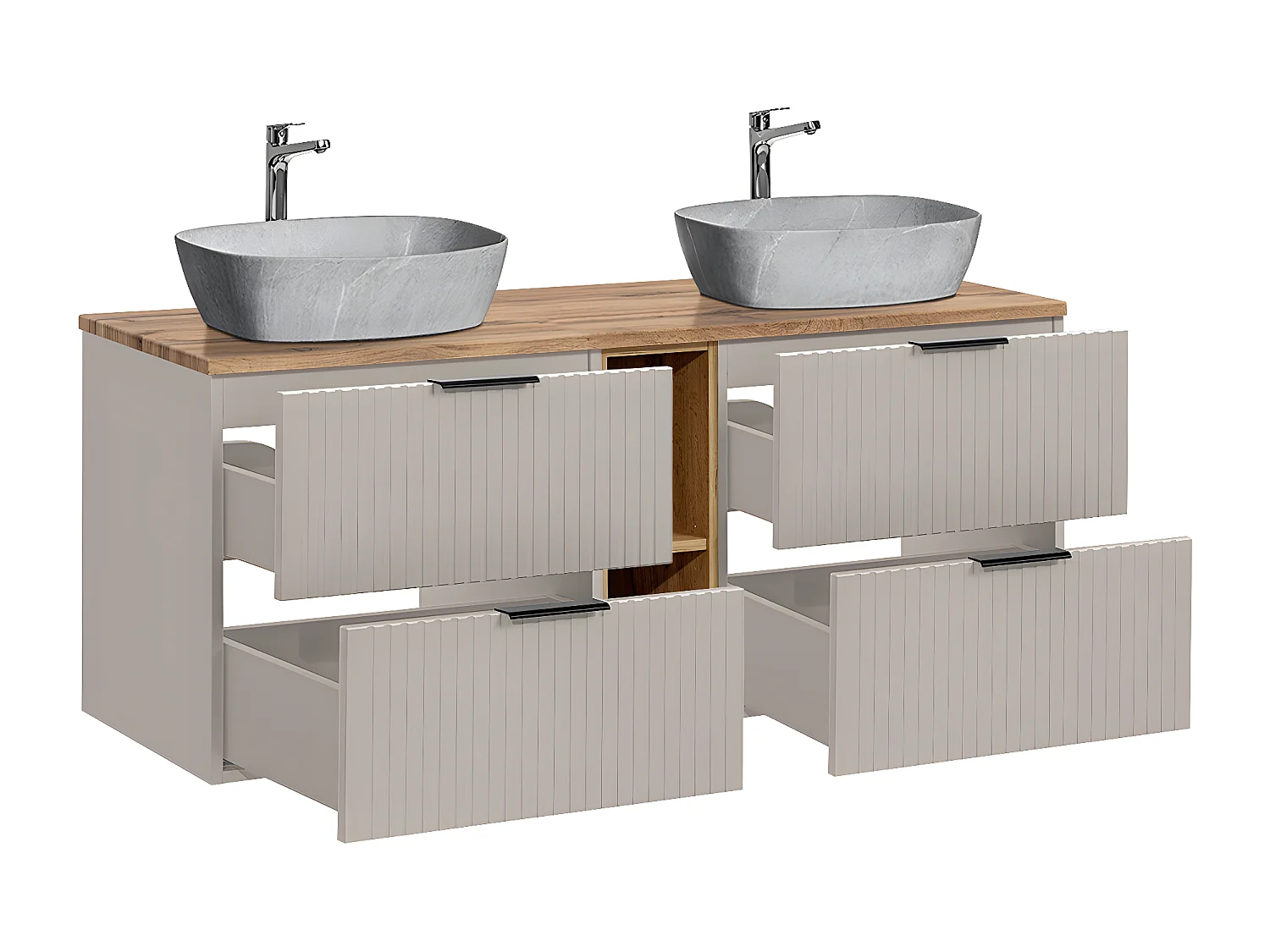 Mobile bagno doppio lavabo Adriel beige effet