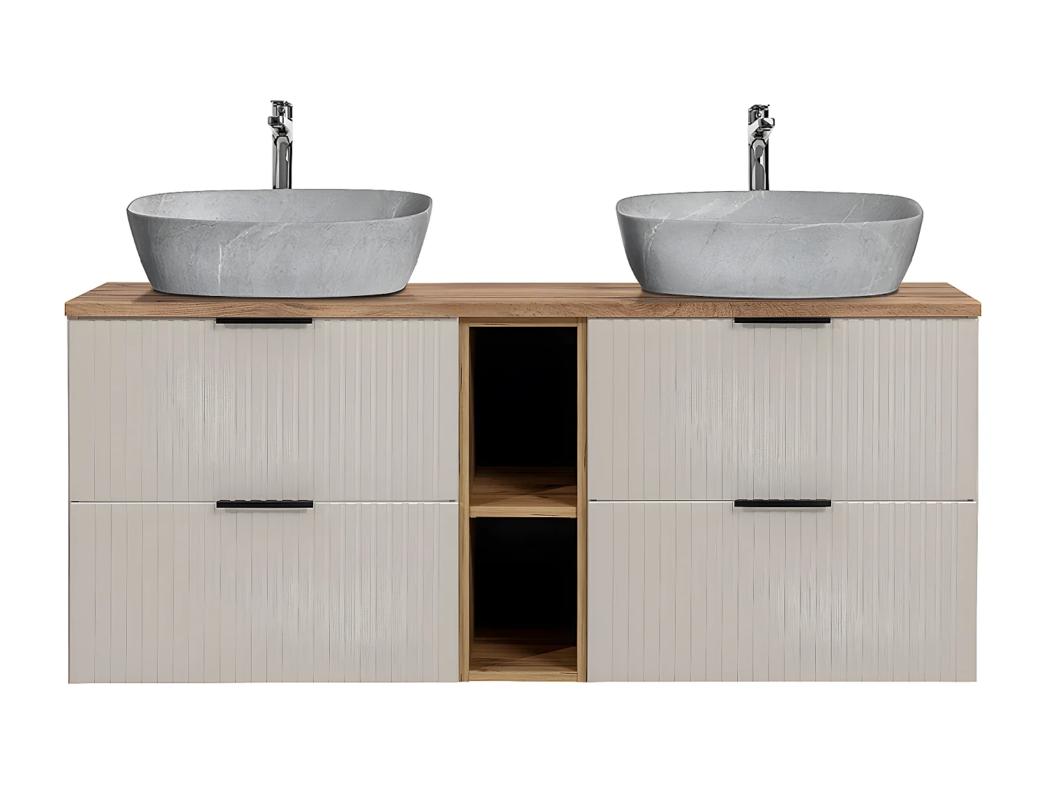 Mobile bagno doppio lavabo Adriel beige effet