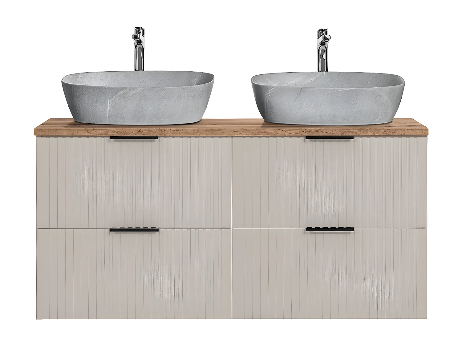 Mueble doble lavabo imitación piedra 120cm Adriel Cachemira y Madera
