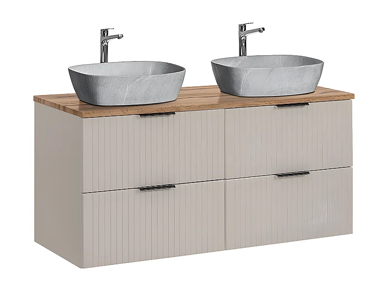 Mueble doble lavabo imitación piedra 120cm Adriel Cachemira y Madera