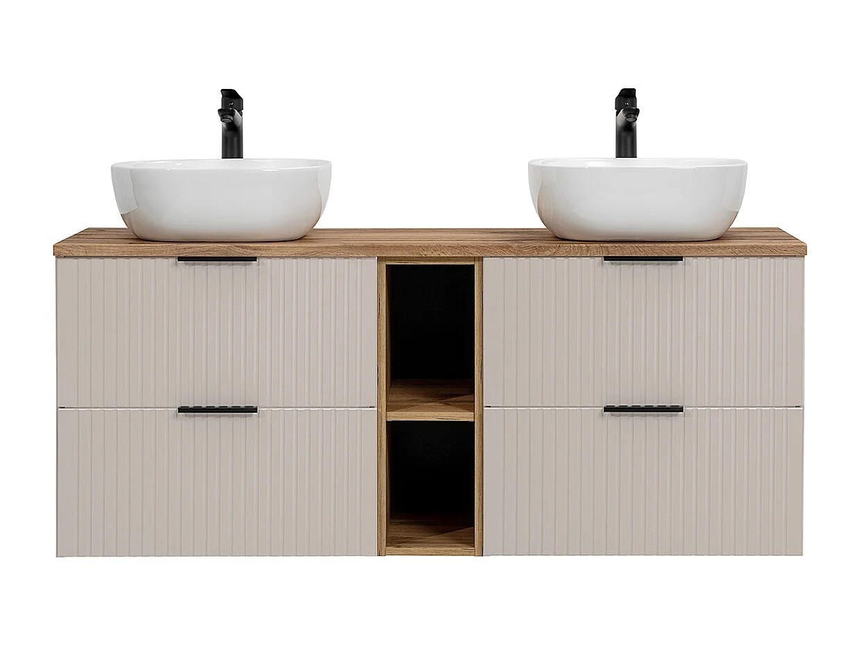 Dobbelt håndvask 140 cm med 2 nicher Adriel Cashmere og Wood