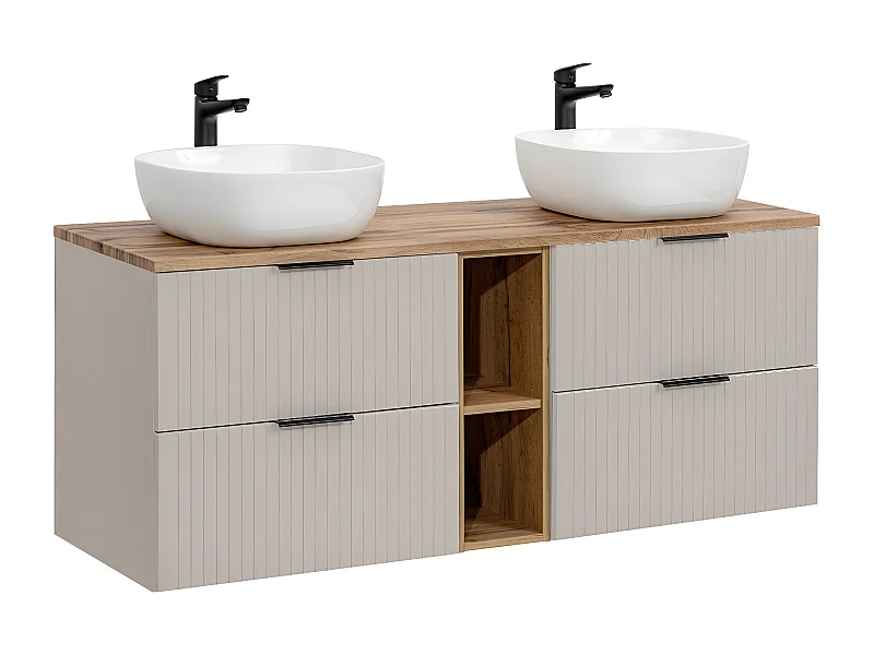 Mueble doble lavabo 140cm 2 compartimientos Adriel Cachemira y Madera