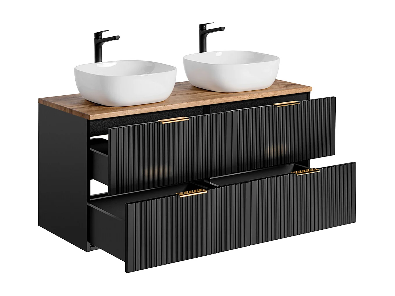 Meuble double vasque 120cm Adriel Sort og Træ