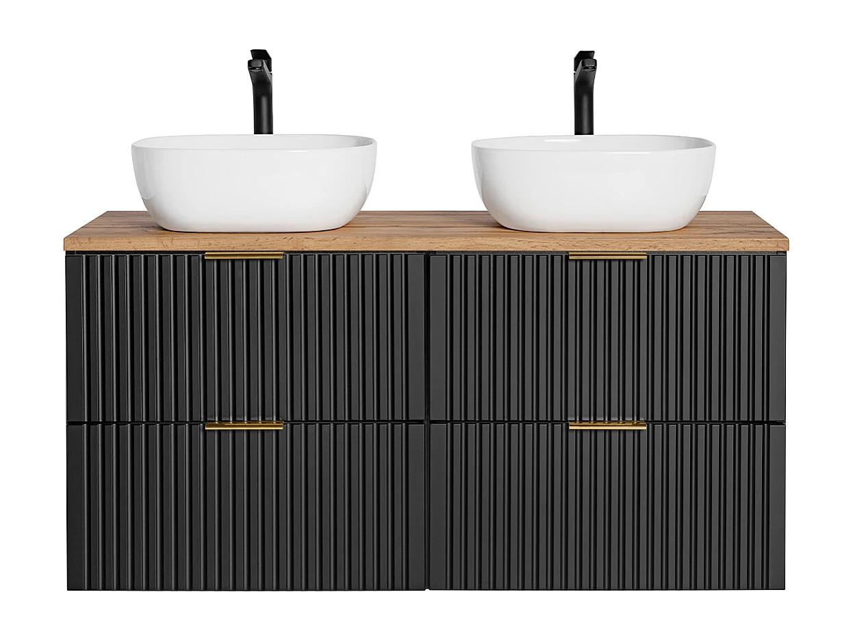 Meuble double vasque 120cm Adriel Sort og Træ