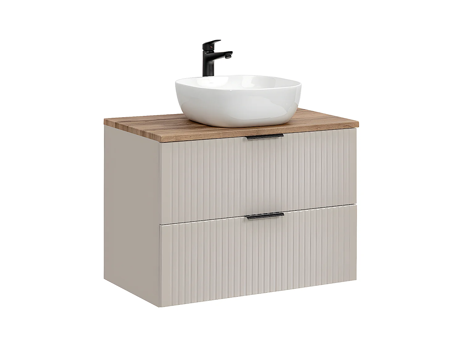 Meuble simple vasque 80cm Adriel Cachemire et Bois