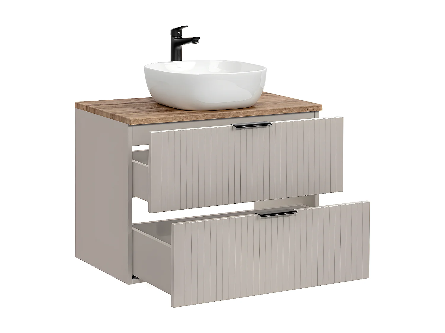 Meuble simple vasque 80cm Adriel Cachemire et Bois