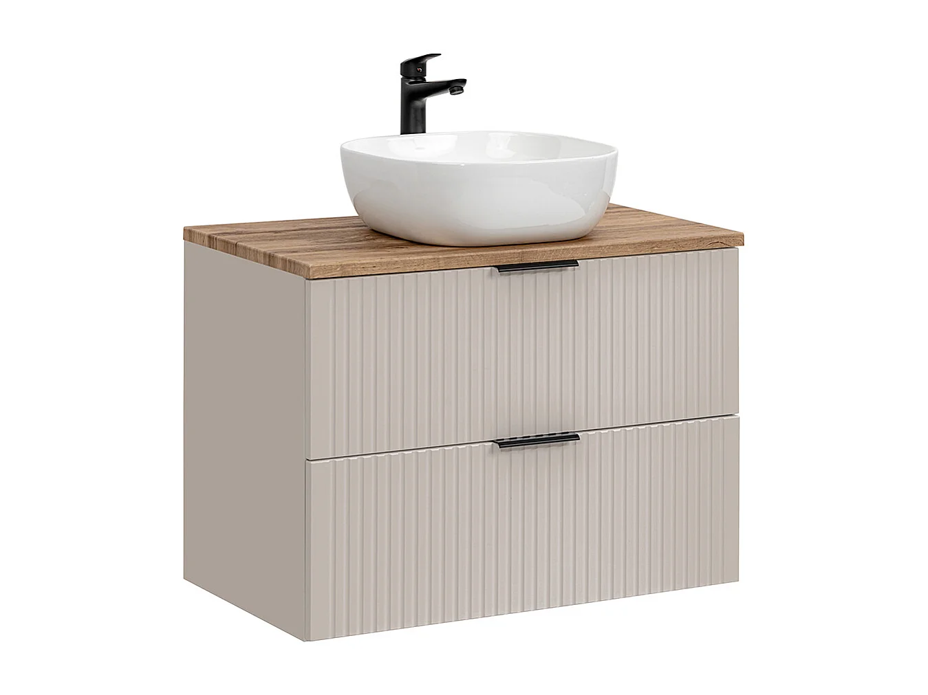Enkele wastafel 80cm Adriel Cachemire en Hout