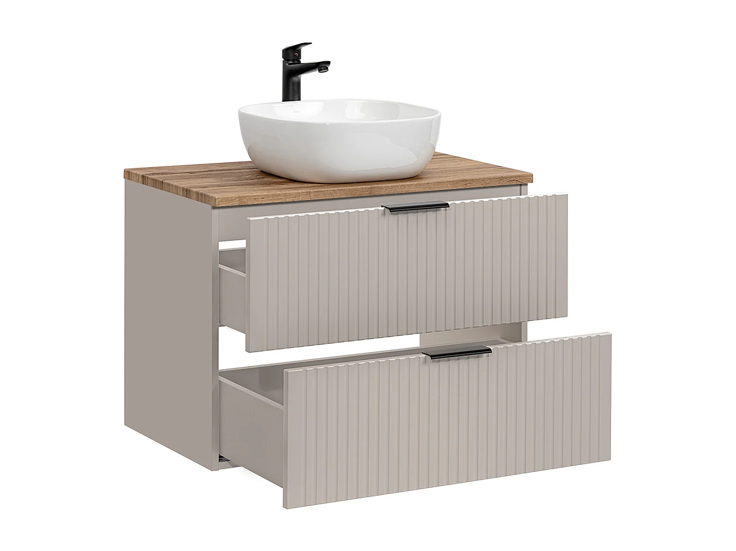 Enkele wastafel 80cm Adriel Cachemire en Hout