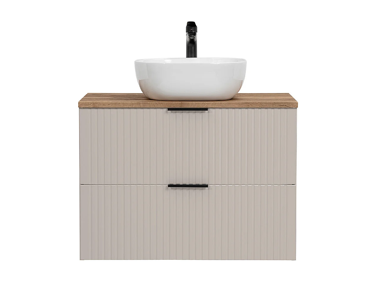 Enkele wastafel 80cm Adriel Cachemire en Hout