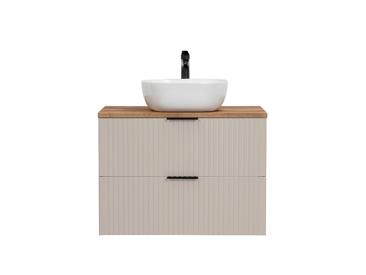 Einzelwaschtisch 80cm Adriel Kaschmir und Holz