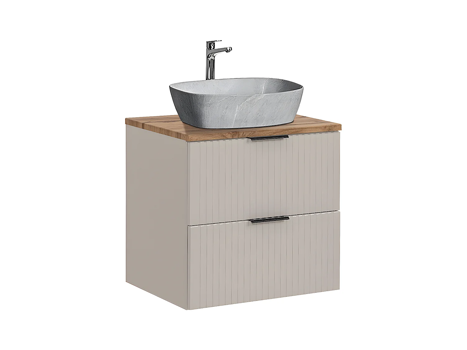 Enkele wastafel met steeneffect 60cm Adriel Cashmere en Wood