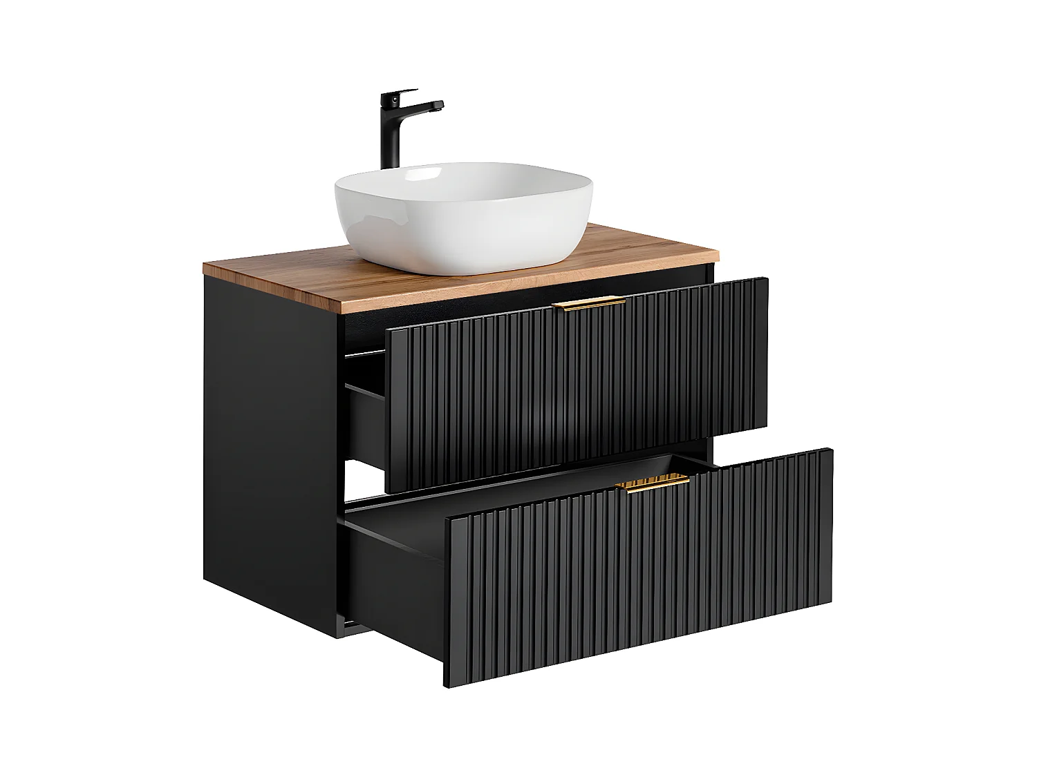 Mueble lavabo individual 80cm Adriel Negro y Madera
