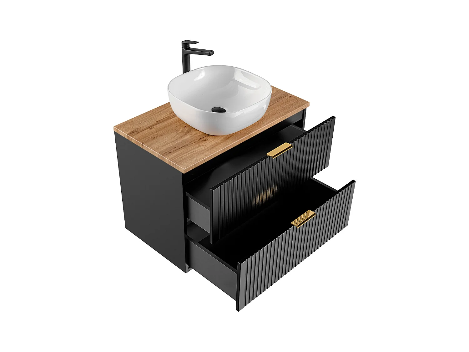 Mueble lavabo individual 80cm Adriel Negro y Madera