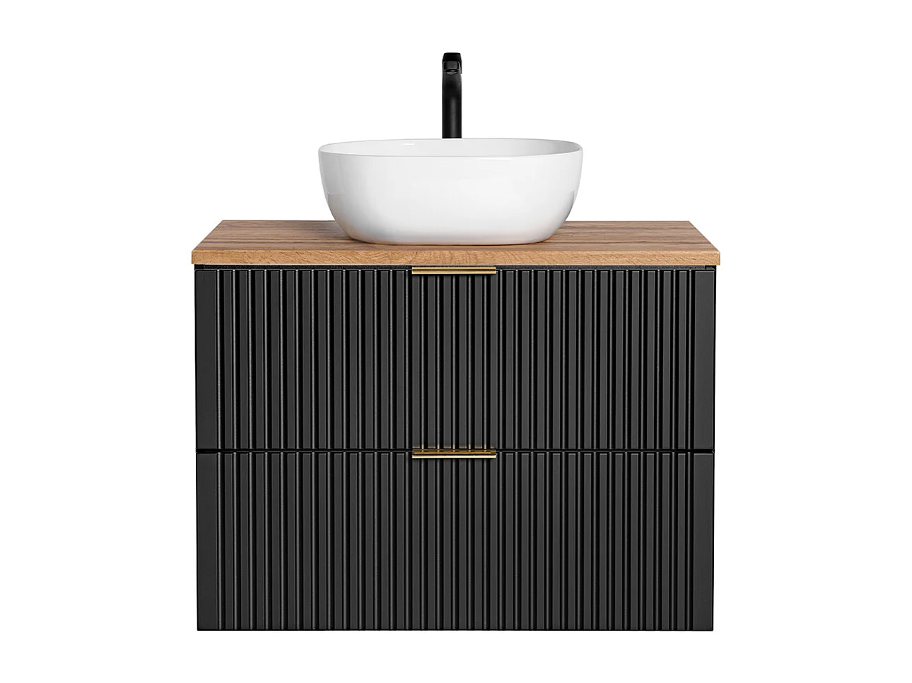 Meuble simple vasque 80cm Adriel Noir en Bois