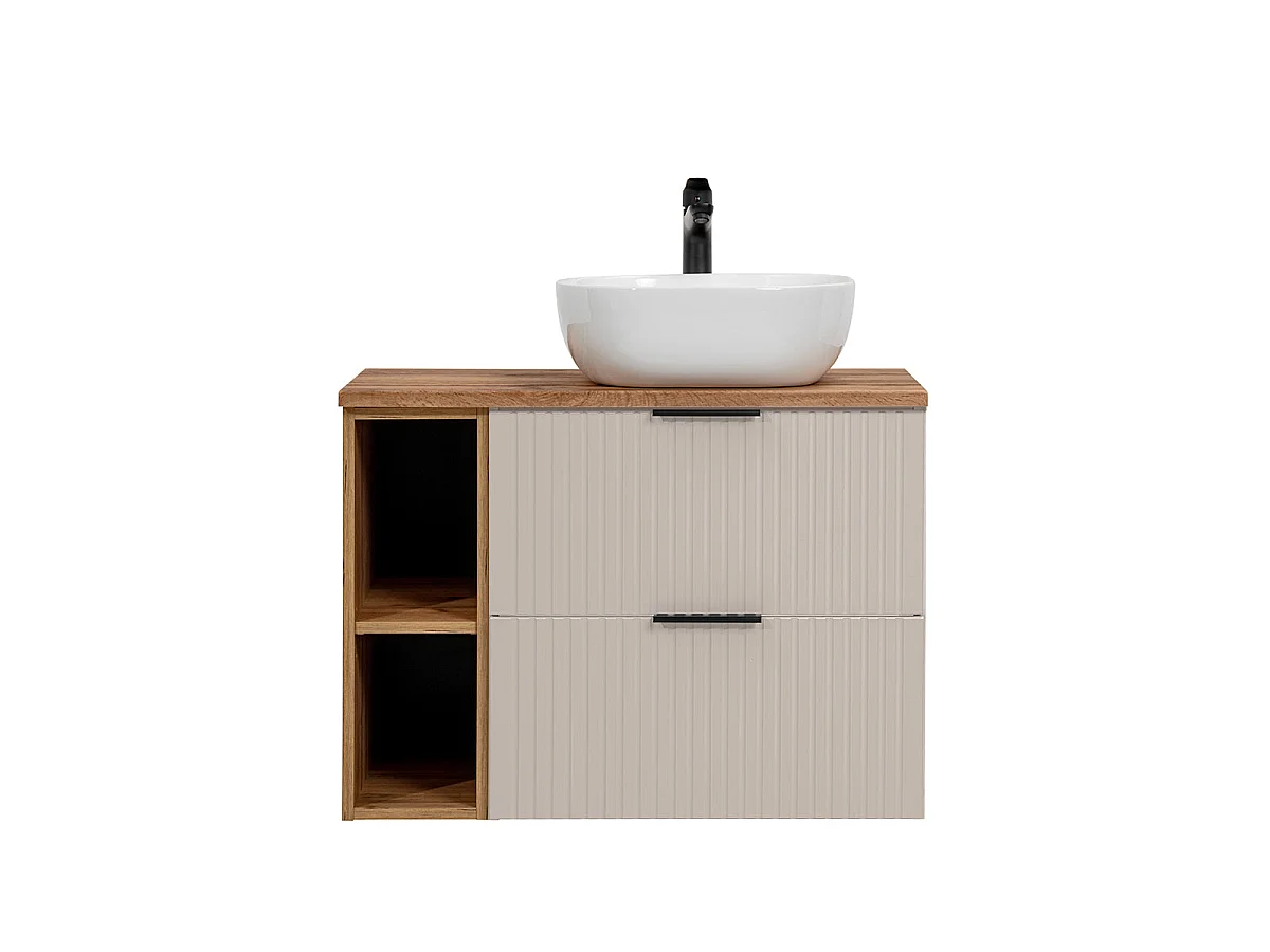 Single basin unit 80cm 2 niches Adriel Cashmere and Wood