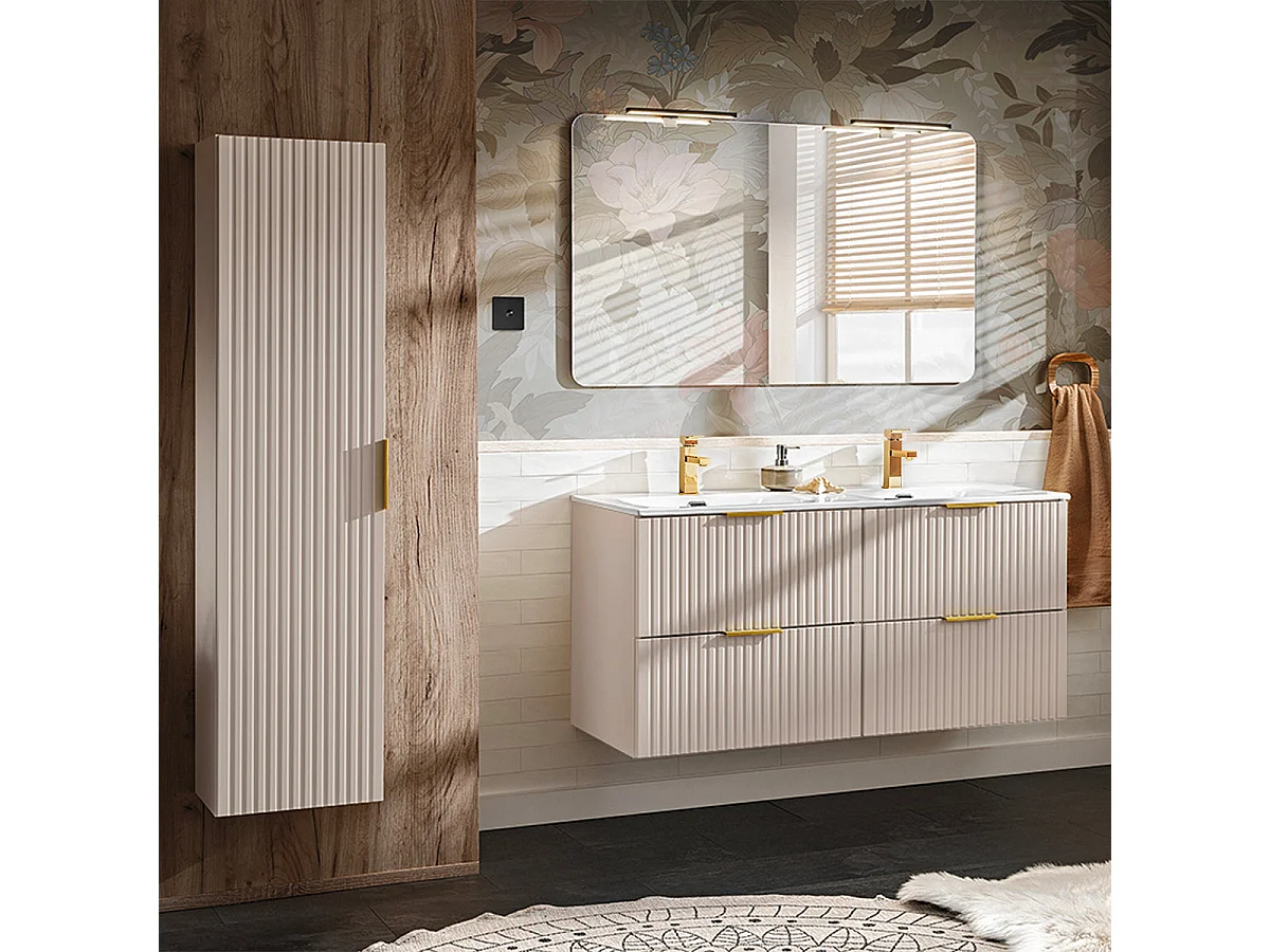 Meuble double vasque encastrée 120cm Adriel Cachemire