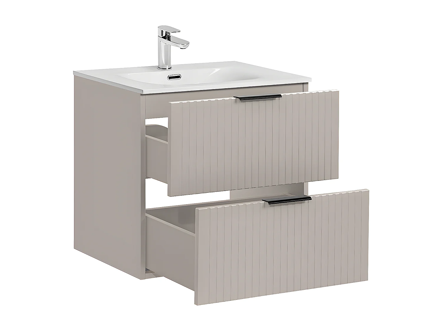 Meuble simple vasque encastrée 60cm Adriel Cachemire