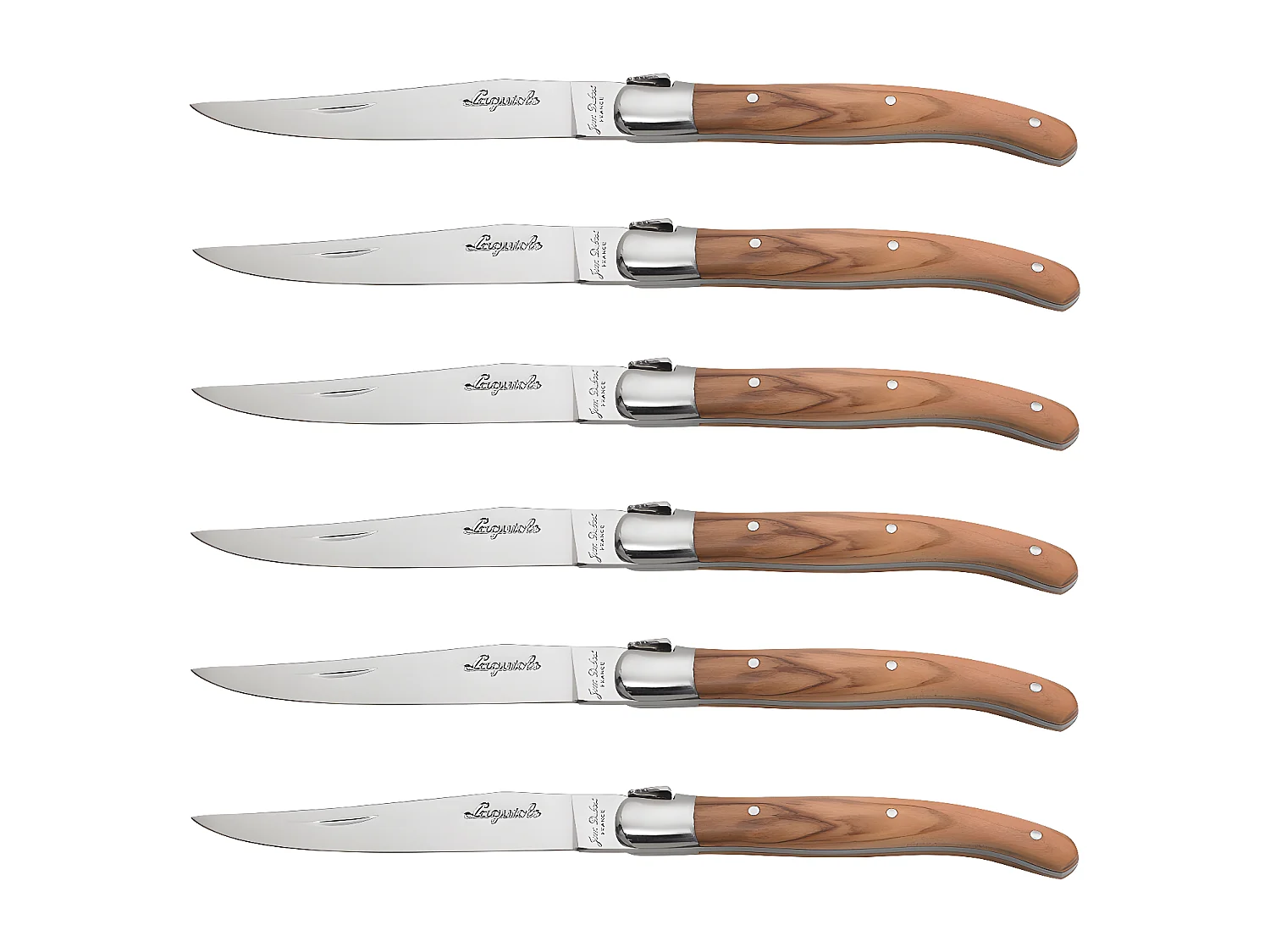 Coffret 6 couteaux laguiole bois olivier