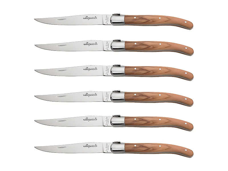 Coffret 6 couteaux laguiole bois olivier