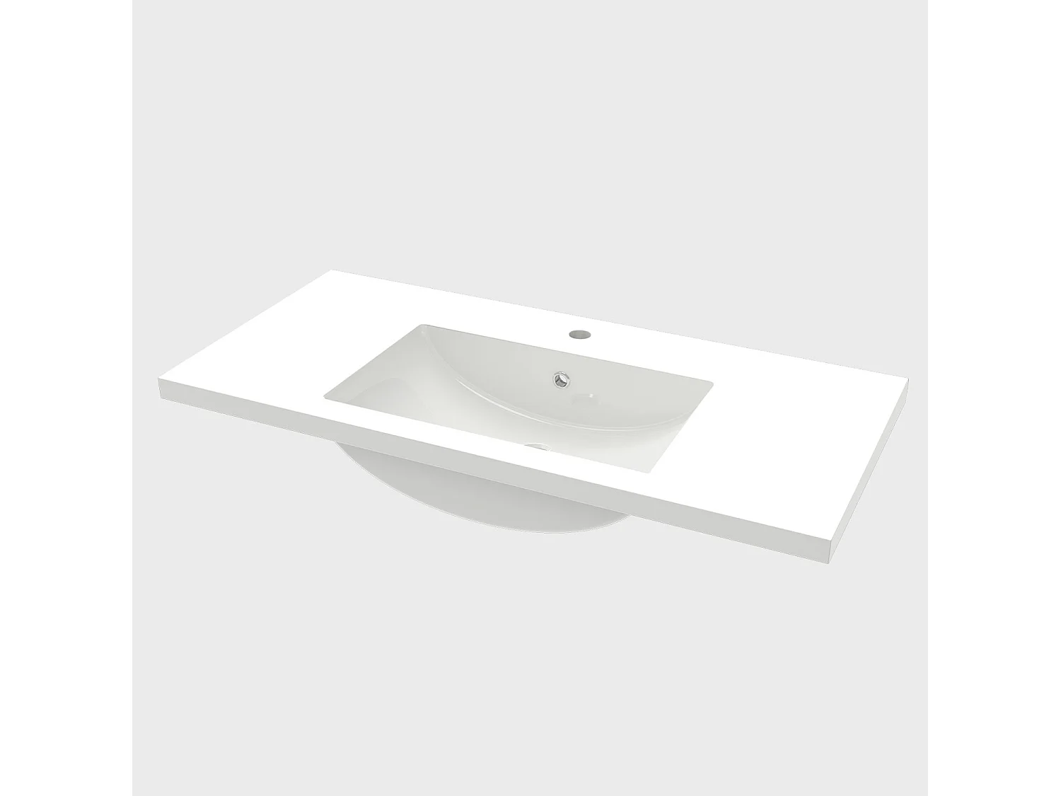 Aica vasque simple Résine de synthèse blanc l.101 x P.47 cm vasque à encastrer