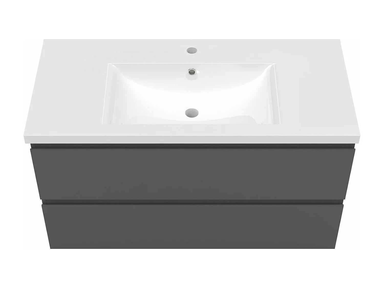 Aica vasque simple Résine de synthèse blanc l.101 x P.47 cm vasque à encastrer