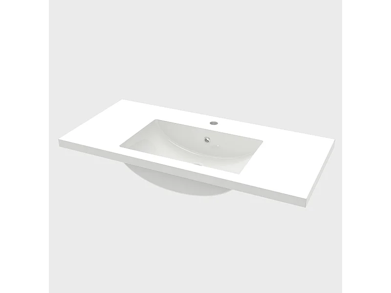 Aica vasque simple Résine de synthèse blanc l.101 x P.47 cm vasque à encastrer