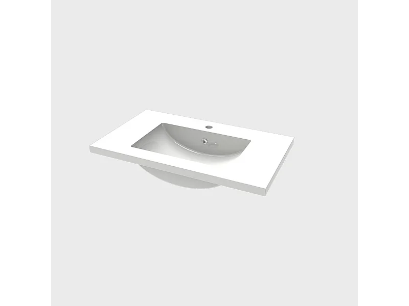 Aica vasque simple Résine de synthèse blanc l.81 x P.47 cm vasque à encastrer