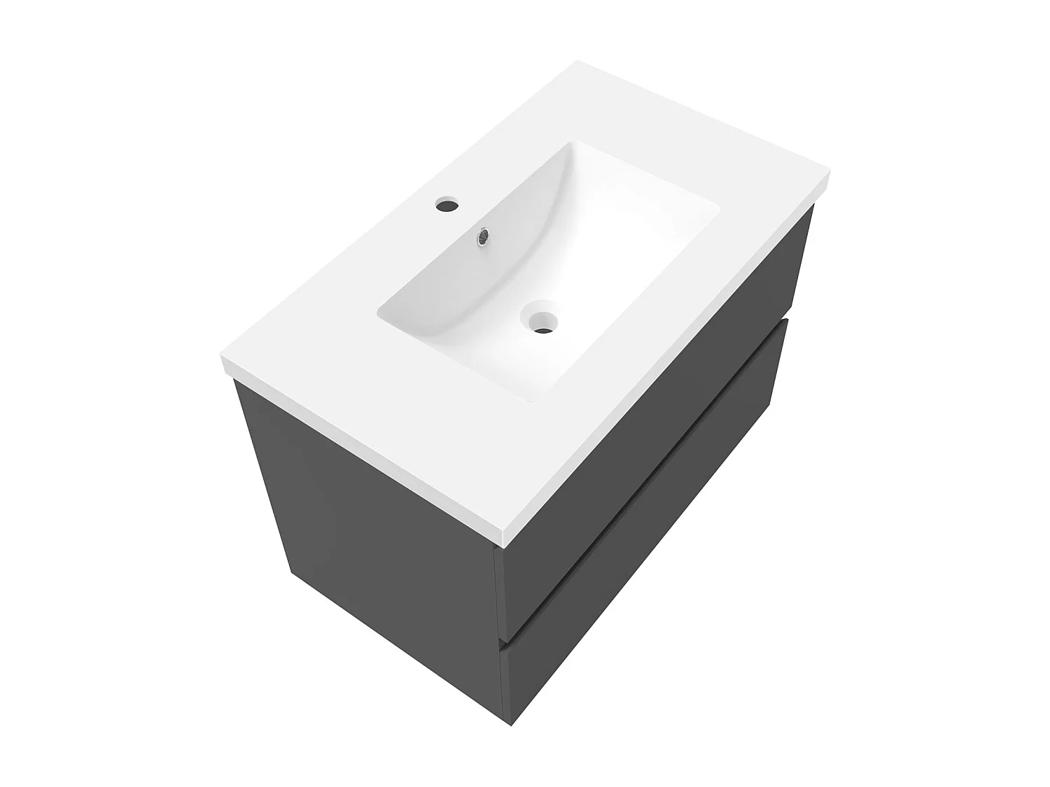 Aica vasque simple Résine de synthèse blanc l.81 x P.47 cm vasque à encastrer