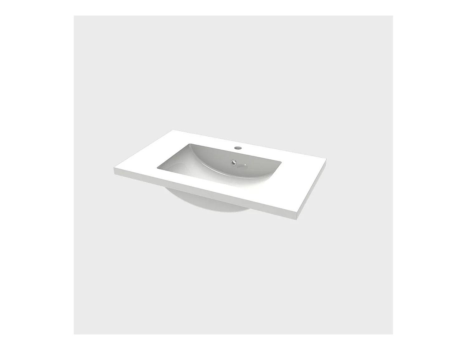 Aica vasque simple Résine de synthèse blanc l.81 x P.47 cm vasque à encastrer