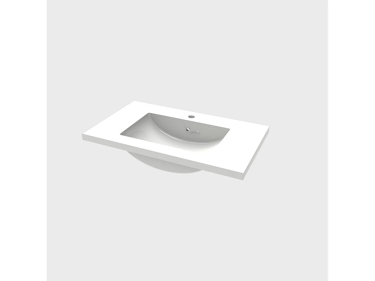 Aica vasque simple Résine de synthèse blanc l.81 x P.47 cm vasque à encastrer